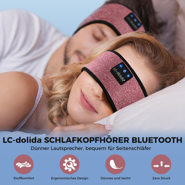 LC-dolida Schlafkopfhörer Bluetooth, LC-dolida Schlaf Kopfhörer zum Schlafen Bluetooth Sport Stirnba