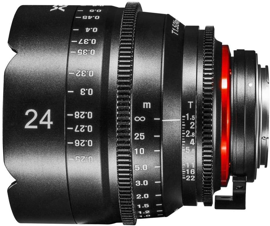 XEEN Cinema 24mm T1,5 Canon EF Vollformat Objektiv MF Cine Video Lens für hohe Auflösungen mit Follo