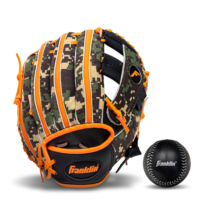 Franklin Sports RTP Teeball Performance Handschuh & Ball Combo (24,1 cm) Rechte Hand Wurf schwarz/or