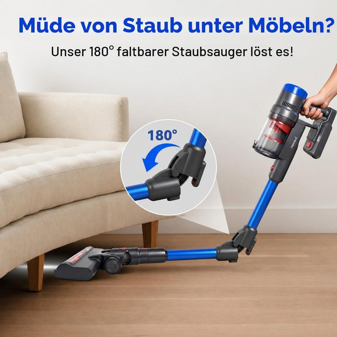 Akku Staubsauger, 26000Pa/250W/60 Mi/3 Geschwindigkeitsstufen, HEPA-Filter, motorisierte Milbenbürst