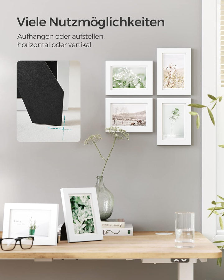 SONGMICS Bilderrahmen Set im 5er-Set, 10 x 15 cm, Fotorahmen mit Glasscheibe, Weihnachten, Rahmen We
