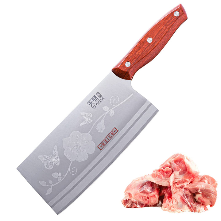 TJ POP Hackmesser Chinesisches Kochmesser Professionelles 18.8cm, Scharfer Küchenmesser mit Full Tan