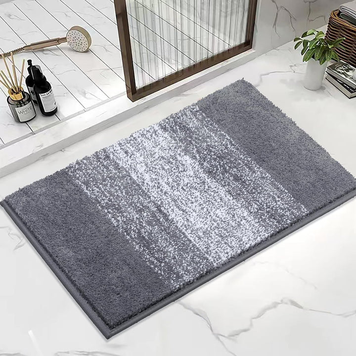 Super Weich Badematten Grau Mikrofaser Hochflor Badezimmerteppich rutschfeste Maschinenwaschbar Badt