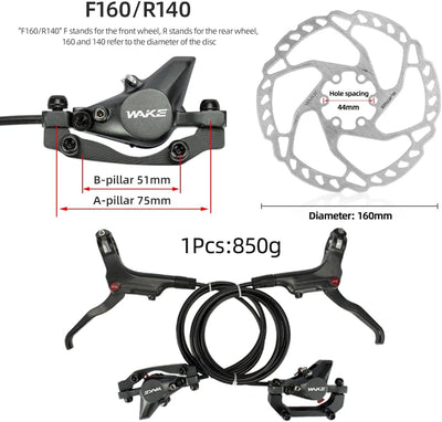 CYSKY MTB Hydraulische Scheibenbremsen Vorne Hinten Bremsen Bremssattel 160 mm Rotorbremsen Kit Hydr