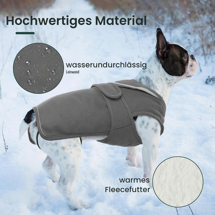 Kuoser Leinwand Haustier Hund Wintermantel, Reflektierende Warme Fleecejacke für Kleine Mittelgrosse