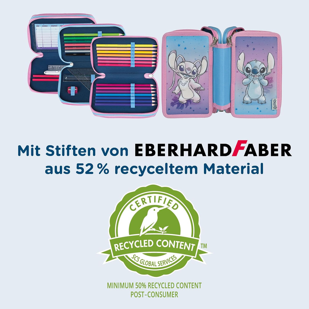 Scooli - Tripledecker Stitch - Gefülltes Schüleretui mit hochwertigen Stiften & Zubehör - Ideal für