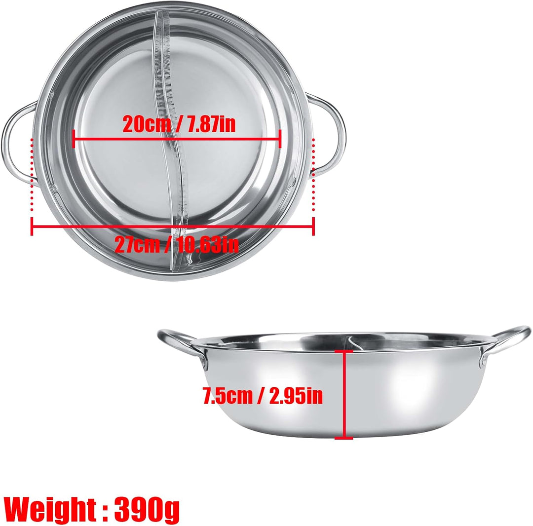 Baxnore Hotpot aus Edelstahl, Sichuan Geteilter Topf für Hot Pot, Feuertopf mit Hohlgriff für Indukt