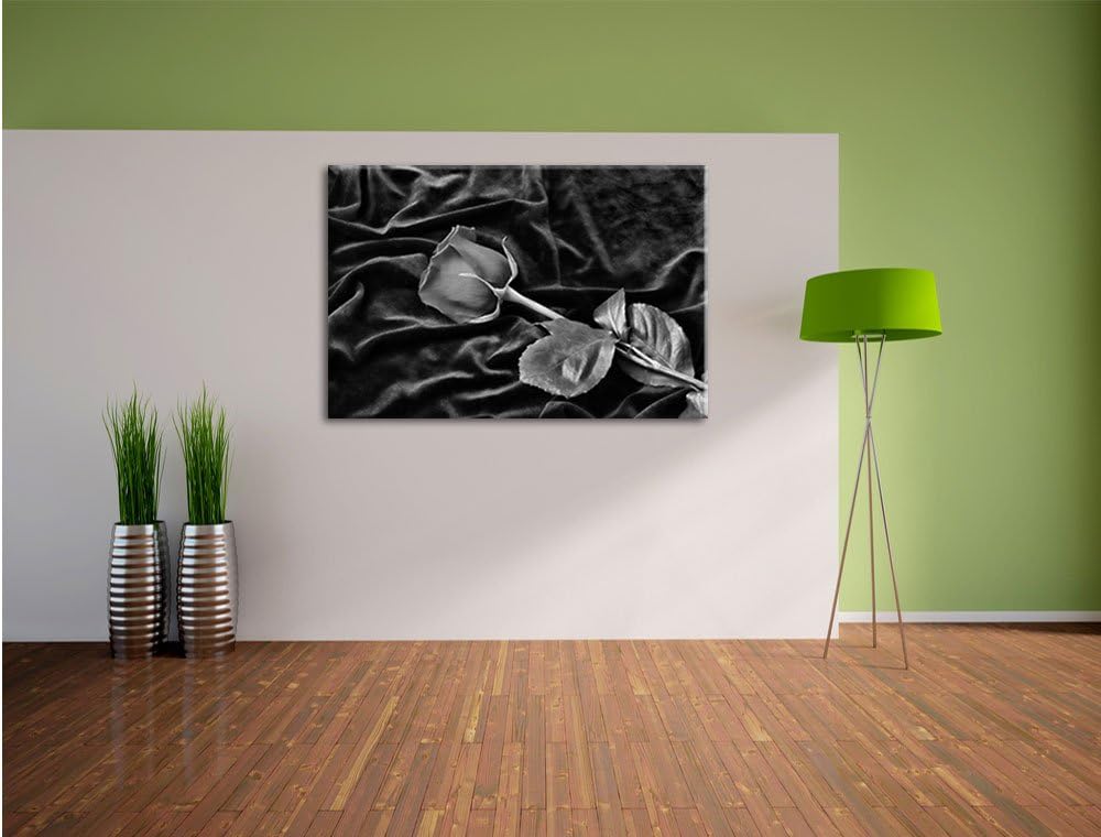 Monocrome, Rose, Format: 100x70 auf Leinwand, XXL riesige Bilder fertig gerahmt mit Keilrahmen, Kuns
