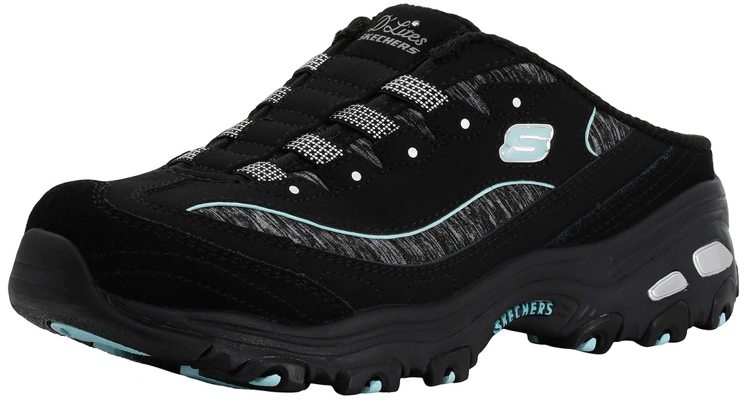 Skechers Damen Sabot D´Lites Scene Setter 37 EU Weit Schwarz Aqua, 37 EU Weit Schwarz Aqua