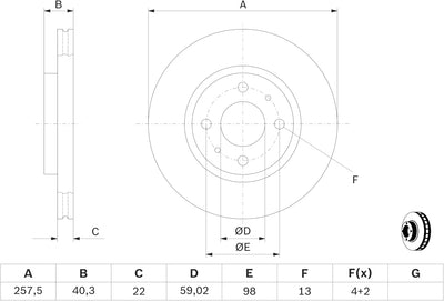 Bosch BD2044 Bremsscheiben - Vorderachse - ECE-R90 Zertifizierung - zwei Bremsscheiben pro Set