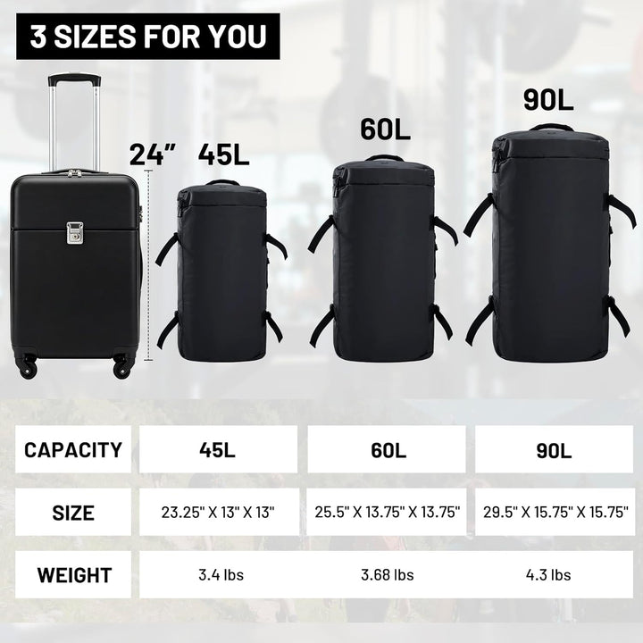 MIER Grosse Sporttasche wasserdicht Sportrucksack mit Schuhfach umwandelbar in Rucksack, 45L/60L/90L