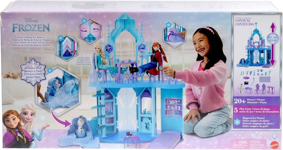 Disney Die Eiskönigin Spielset Elsas Eispalast mit Olaf-Figur, 5 Spielbereiche und 21 Zubehörteile,