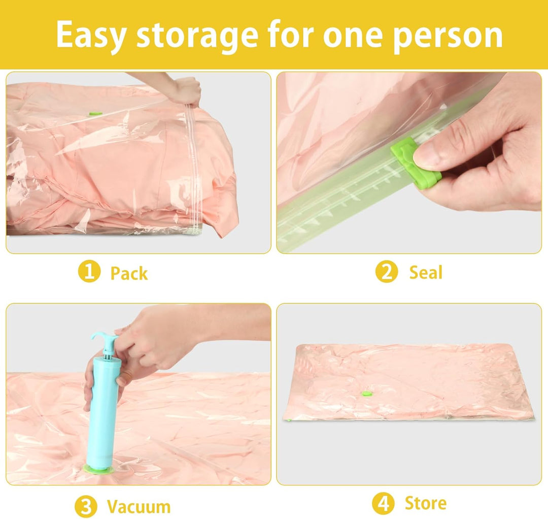 Vakuumbeutel Set (4x 130 x 100 cm) - Jumbo Staubsauger Vakuumierbeutel für Kleidung,Bettdecken,Tröst