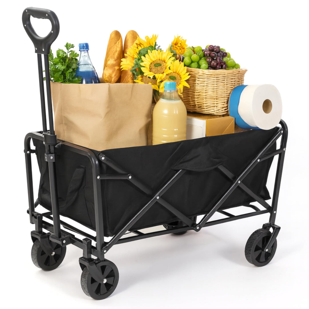 Bollerwagen Faltbar 100L 120kg, Klappbarer Handwagen, Geländegängig, Trolley für Garten Einkauf Camp