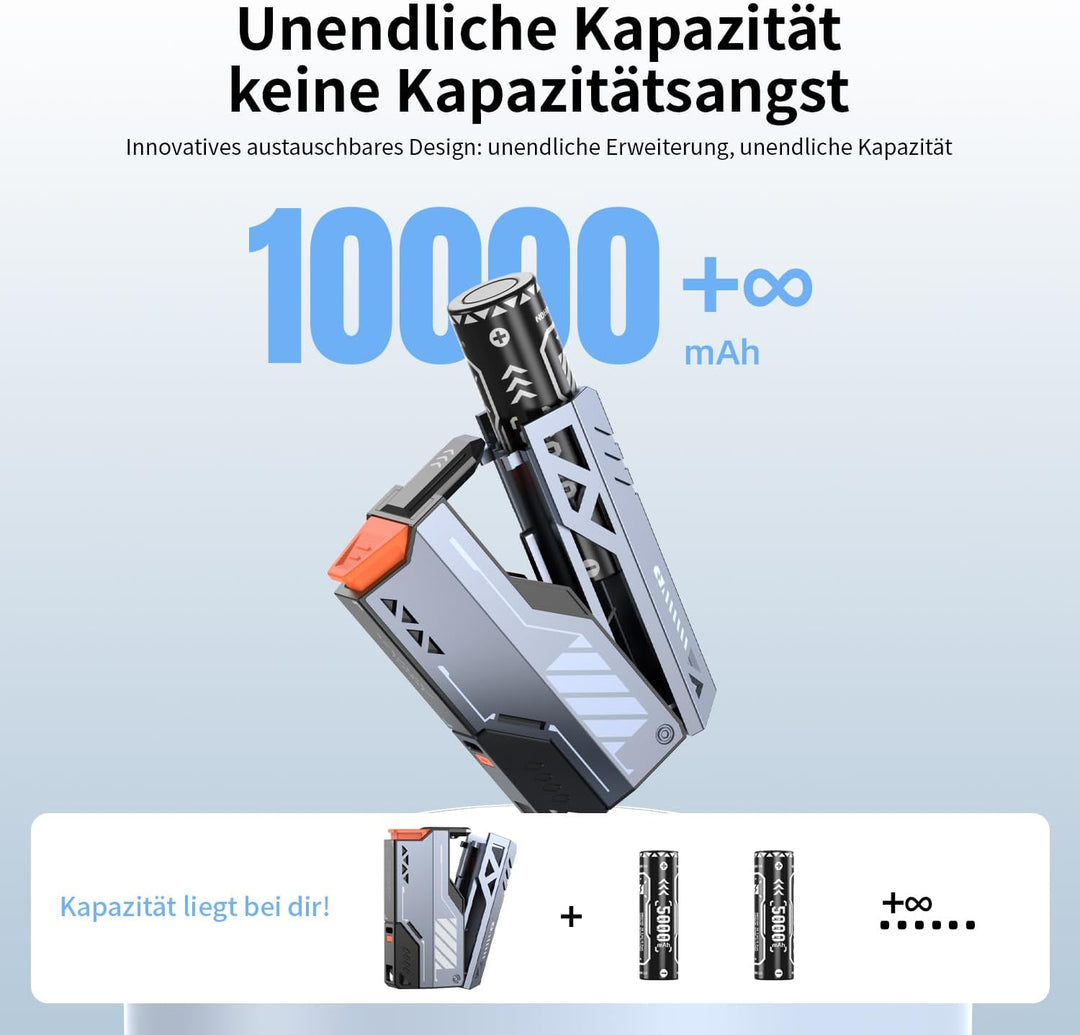 Power Bank Abnehmbarer Akku SchnellladegeräT 22.5w 20000mAh Zwei-Akku-Pack Mit C-C＆C-L Kabel, Tragba