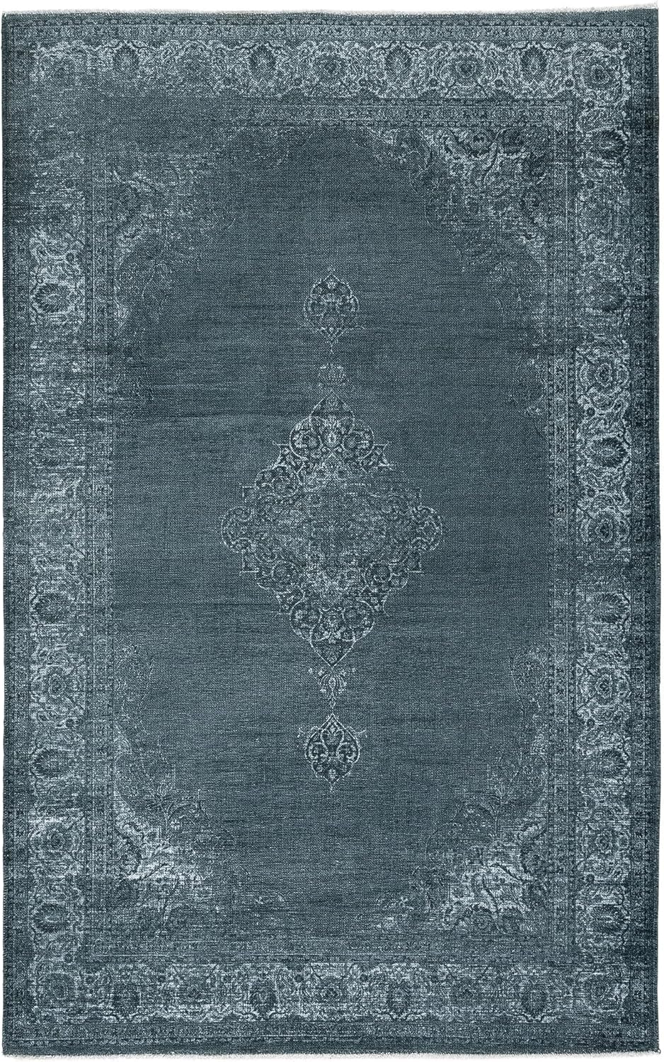Kelim Vintage Teppich Wohnzimmer Holzkohle Grau 80 X 145 cm - Moderner Kurzflor Teppich - Super Soft