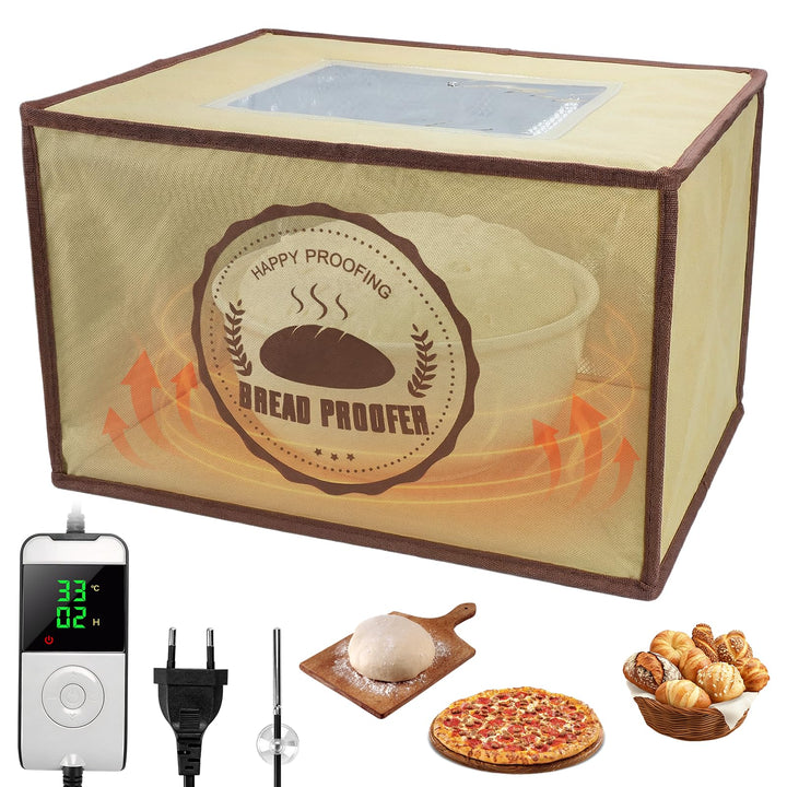 Gärbox Sauerteig mit Heizung, Faltbarer Elektrischer Brot Gärschrank mit NTC Temperatursensor 10-45°