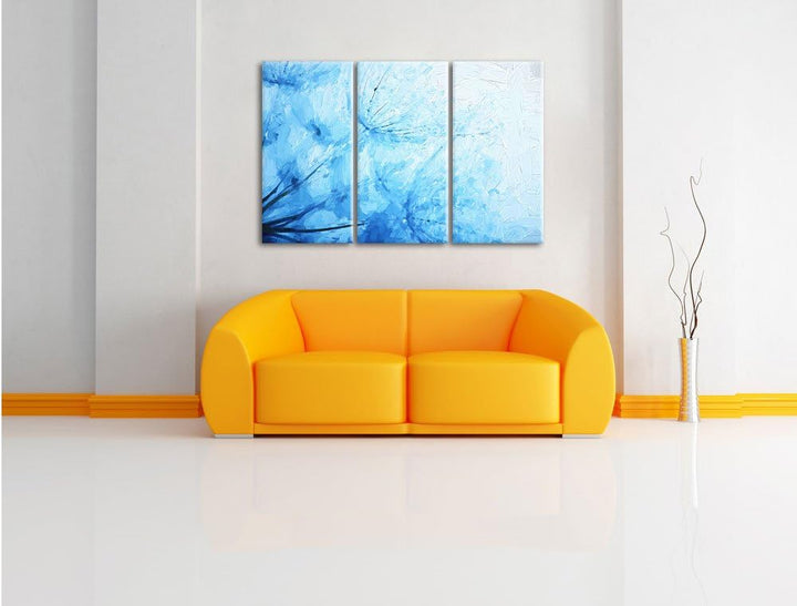 Pixxprint Tropfen bedeckte Pusteblumen Pinsel Effekt 3-Teiler Leinwandbild 120x80 Bild auf Leinwand