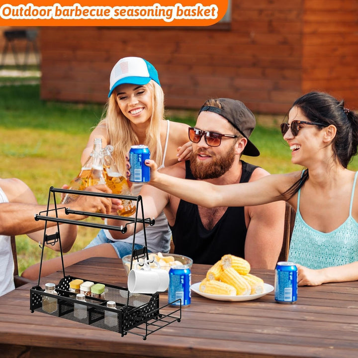 Grill Utensil Caddy | Caddy Camping Storage | Picnic Condiment Organizer Basket für BBQ Tools | Perf