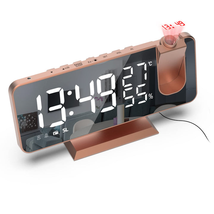 Wecker mit Projektion Radiowecker Digitaler Projektionswecker mit USB-Anschluss, 7.5 Zoll grosses Sp