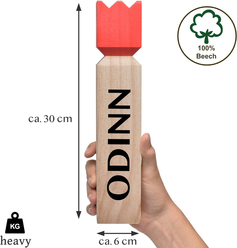 Toyfel Schwedenschach XXL Odinn - Indoor & Outdoor Kubb Spiel aus FSC® Buchenholz mit Stoffbeutel, G