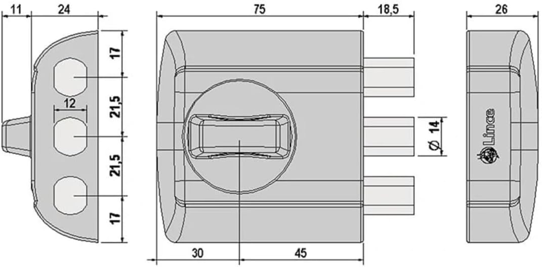 Lince Sicherheitsschloss SOBREPONER S7-Speziell für Türen aus Aluminium und PVC, Schwarz, 0
