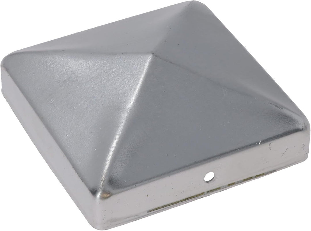 Zaunpfostenkappen aus Metall für Zaunpfosten, 100 mm x 100 mm, Schutzabdeckung, Silber, 4 Stück 4 x
