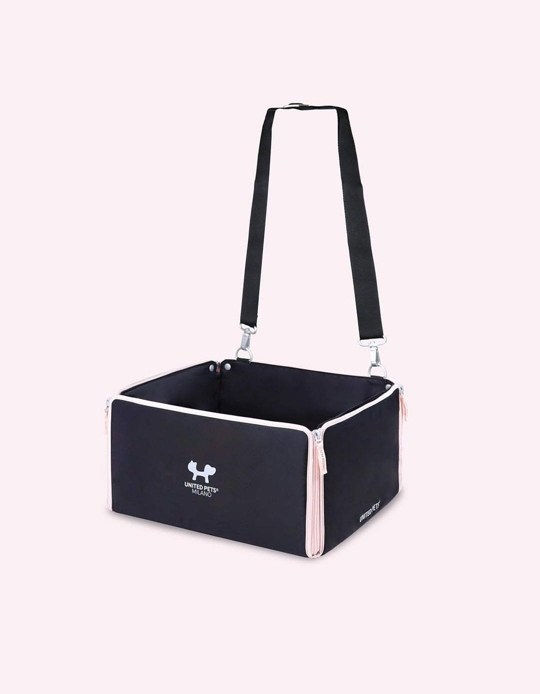 UNITED PETS Car Box Auto Hundetransportbox | waschbares Innenfutter | 100% R-Pet | Schwarz Rosa | Fa