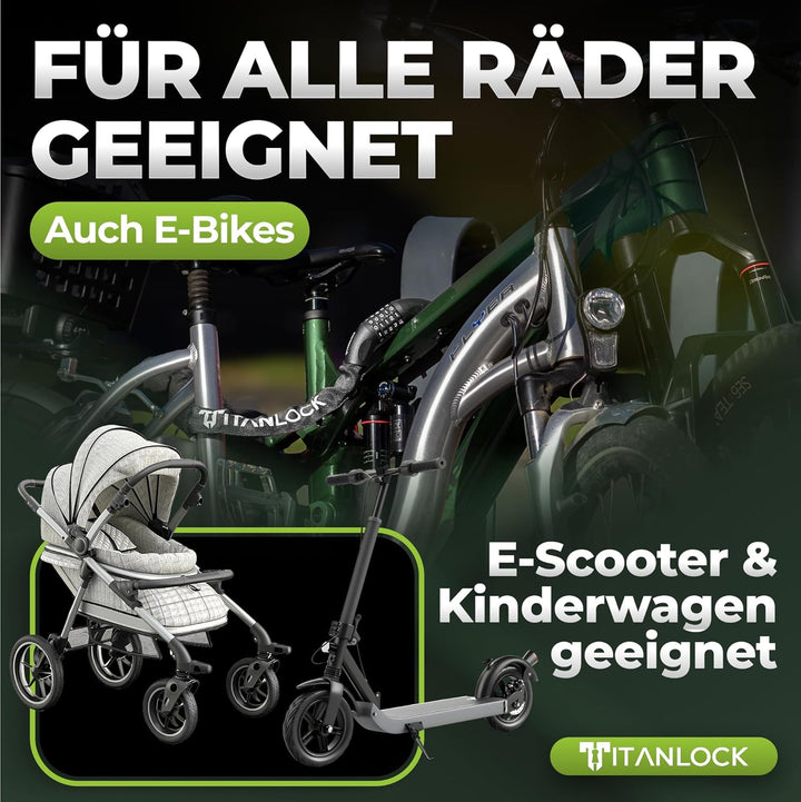 Fahrradschloss Kettenschloss Diebstahlsicher [REFLEKTIEREND] + Leichter Transport Rostfrei Sicherhei