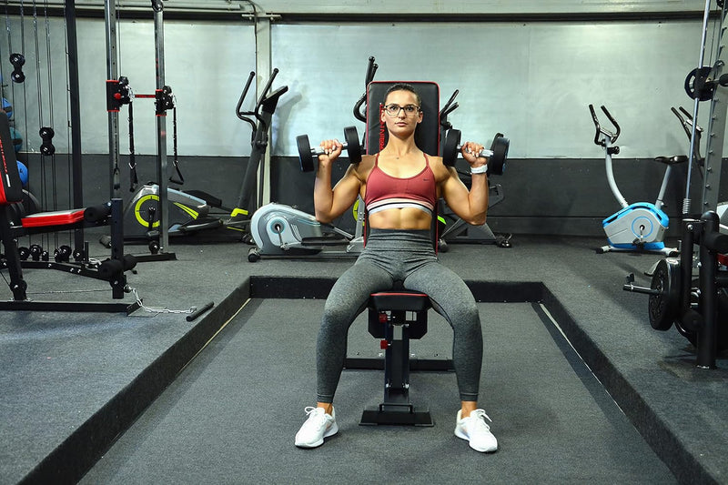 Train Hard® Premium Hantelbank verstellbar als Flachbank Schrägbank Negativbank mit Bein-Fixierung u