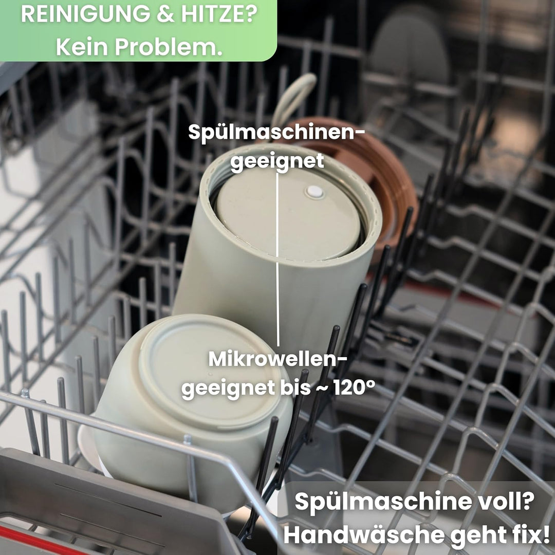 FRADABOX - Lunchpot „Delici“, Müslibecher to go, 2 Etagen Joghurtbecher mit Löffel, Auslaufsicher fü
