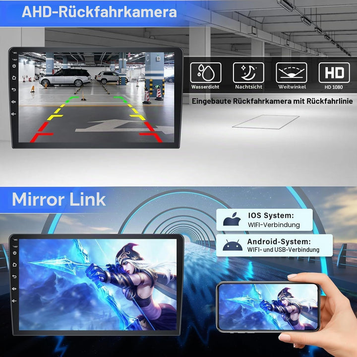 2GB+64GB CAMECHO Android 13 Autoradio für VW/Skoda/Seat/Golf/Touran/Tiguan mit Navi Carplay Android