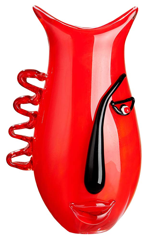 GILDE GLAS art Vase - Geschenke Hochzeit - Frauen - Deko modern - H 31 cm Höhe 33 cm 3_rot-schwarz,