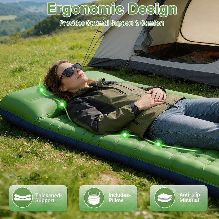 JATEKA Isomatte Camping, 12CM Aufblasbare Isomatte Mit Integrierter Fusspumpe, Outdoor Camping Luftm
