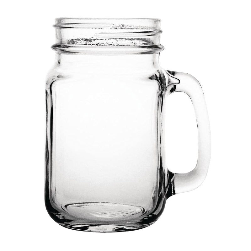 Olympia Mason Jars 450 ml/16 oz (12 Stück), Klarglas, Trinkmarmeladengläser mit Griffen, Overnight-O