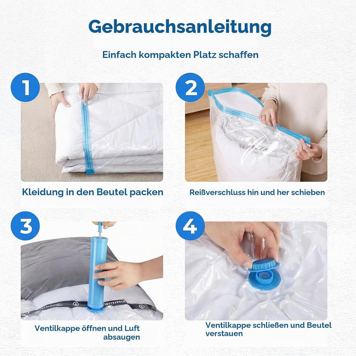 Vakuum Aufbewahrungstasche Grosse Kapazität, Aufbewahrungs Set – 4 Vakuumbeutel, 4 Aufbewahrungsbox