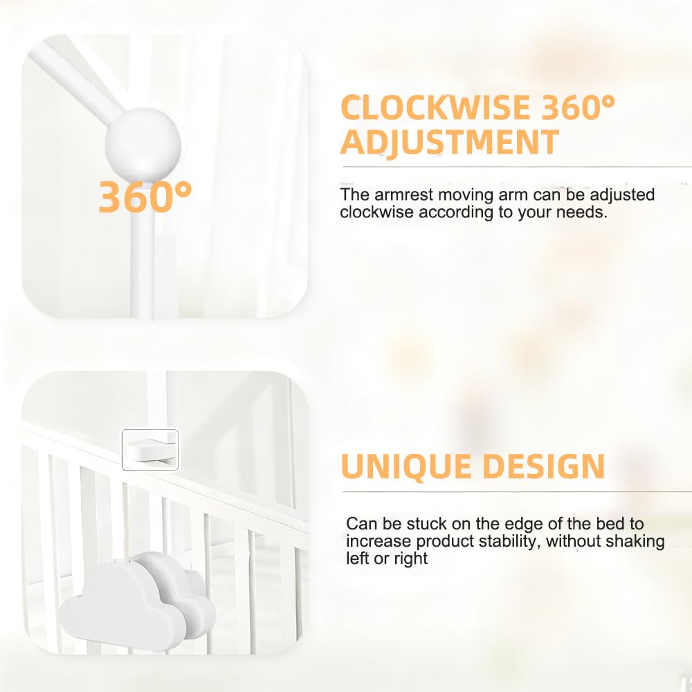 Mobile Halterung Wickeltisch, Wolken Holz Himmelstange Babybett, Abnehmbarer Mobile Halterung Holz H