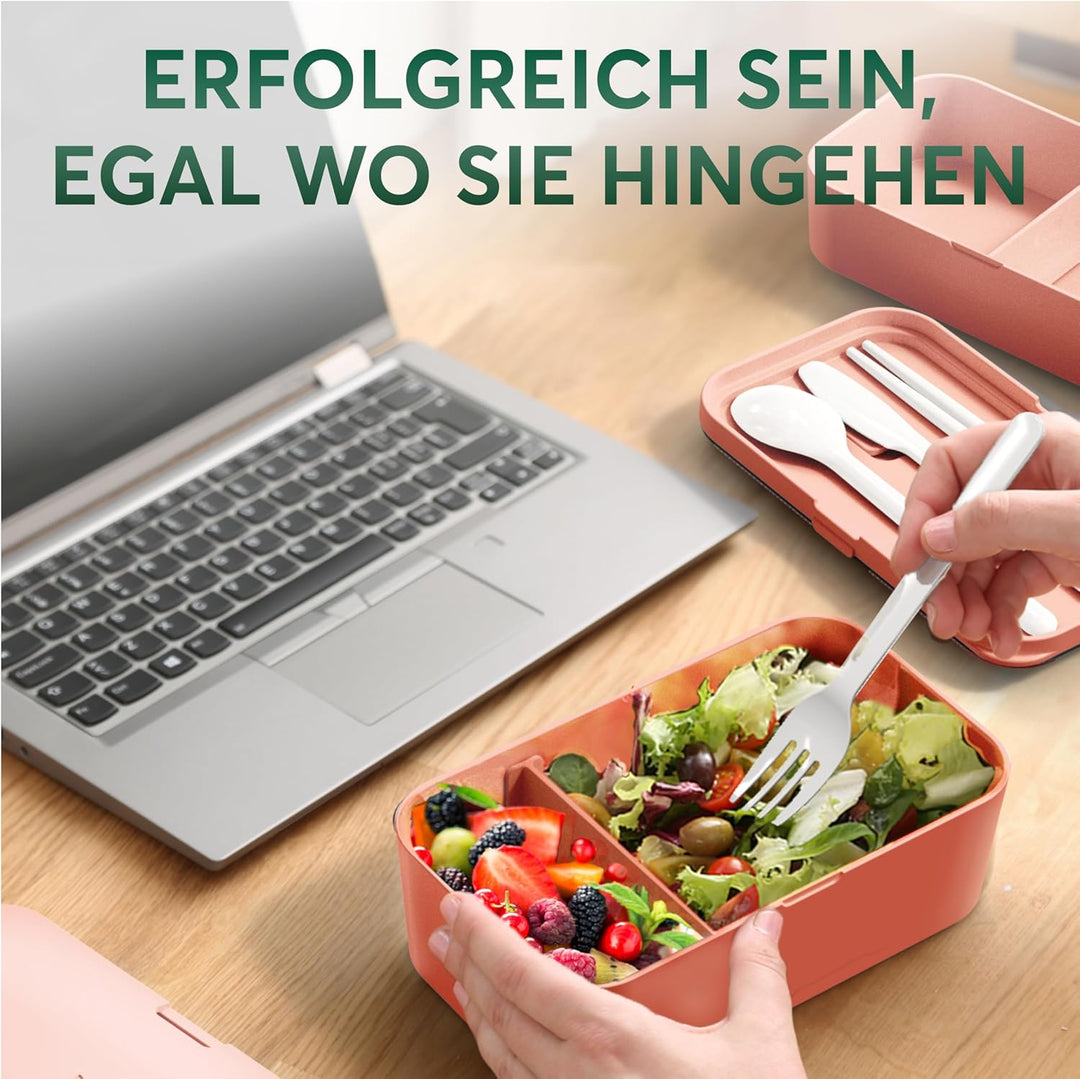 Umami Lunchbox Erwachsene, Verschachtelbar Auslaufsichere Bento Box mit 4 Bestecke & Fächern, Brotdo