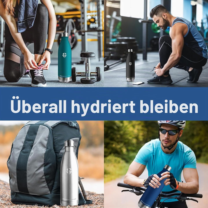 Grsta Trinkflasche, Trinkflasche Edelstahl 1l, Trinkflasche Sport BPA-Freie, Kann mit Dir Tragen, Tr