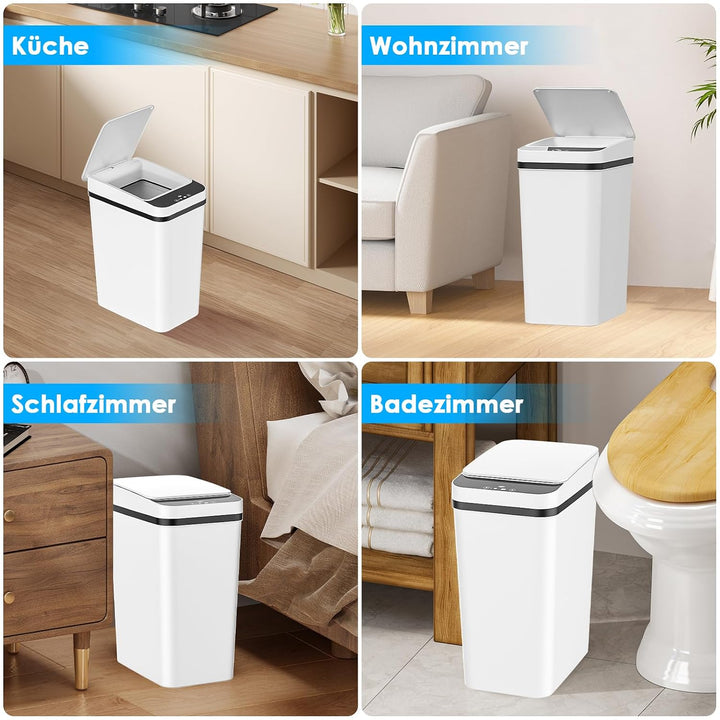 Dreamhigh® 2er Set Mülleimer mit Sensor, 12L Elektrischer Mülleimer mit Automatischem Deckel, Smart