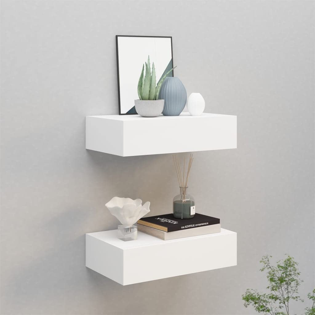 Schubladenregal 40x23,5x10 cm 2 Pcs 40x23,5x10 cm MDF, Metall Weiss Wandschrank Mit Schublade Mit Sc