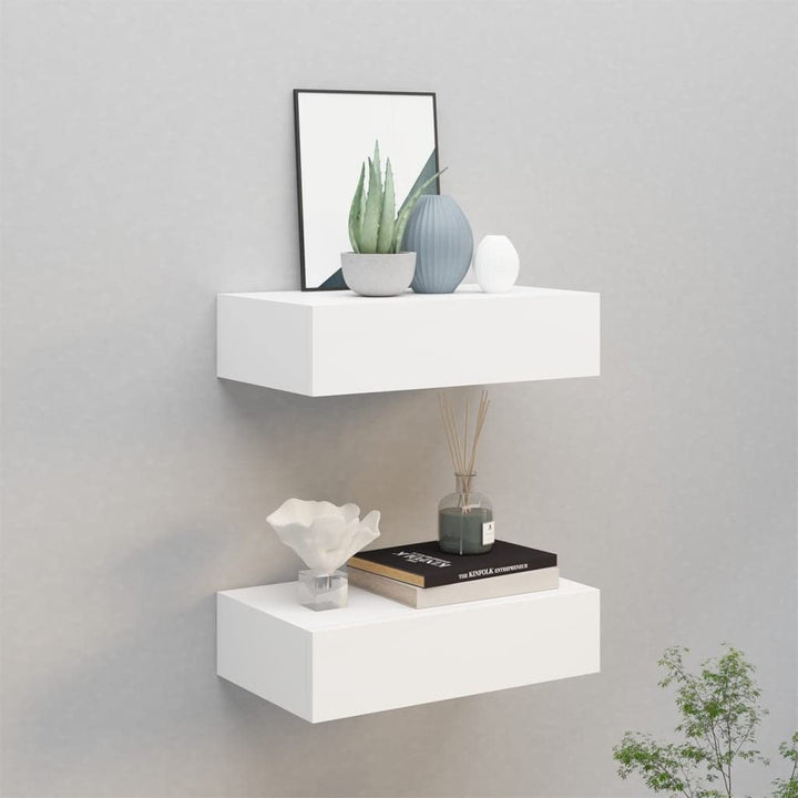 Schubladenregal 40x23,5x10 cm 2 Pcs 40x23,5x10 cm MDF, Metall Weiss Wandschrank Mit Schublade Mit Sc