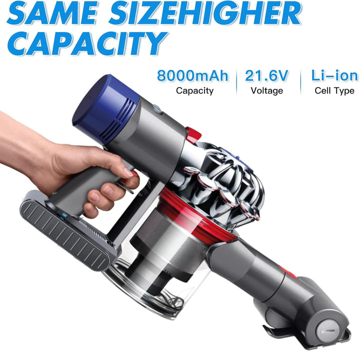 21.6V 8000mAh V6 Ersatzakku für Dyson V6 Akku DC62 DC58 SV03 DC59 DC61 Animal DC72 DC74 SV04 SV05 SV