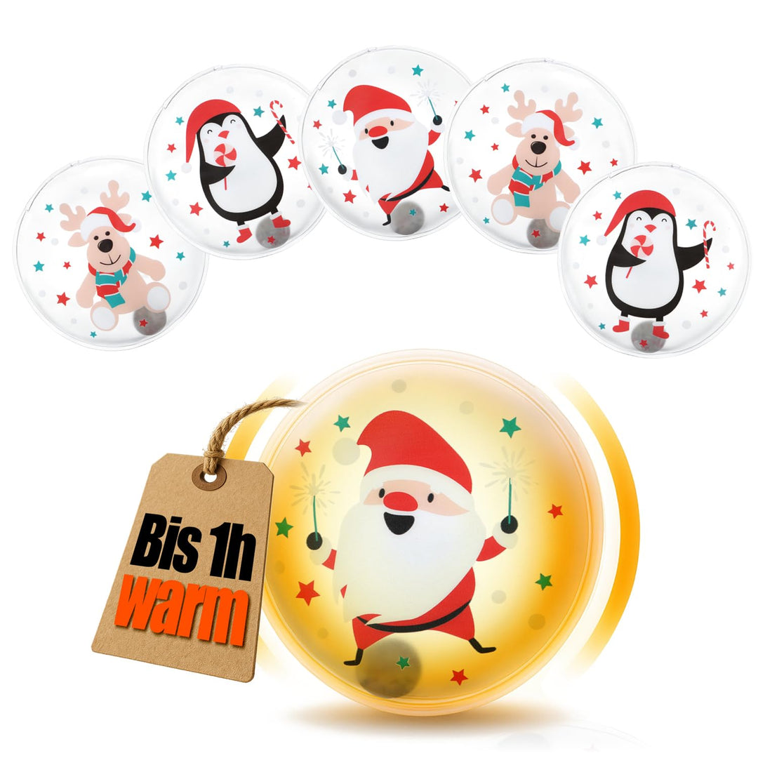 com-four® 6X Taschenwärmer wiederverwendbar - weihnachtliche Handwärmer - Wärmepad für kalte Tage un
