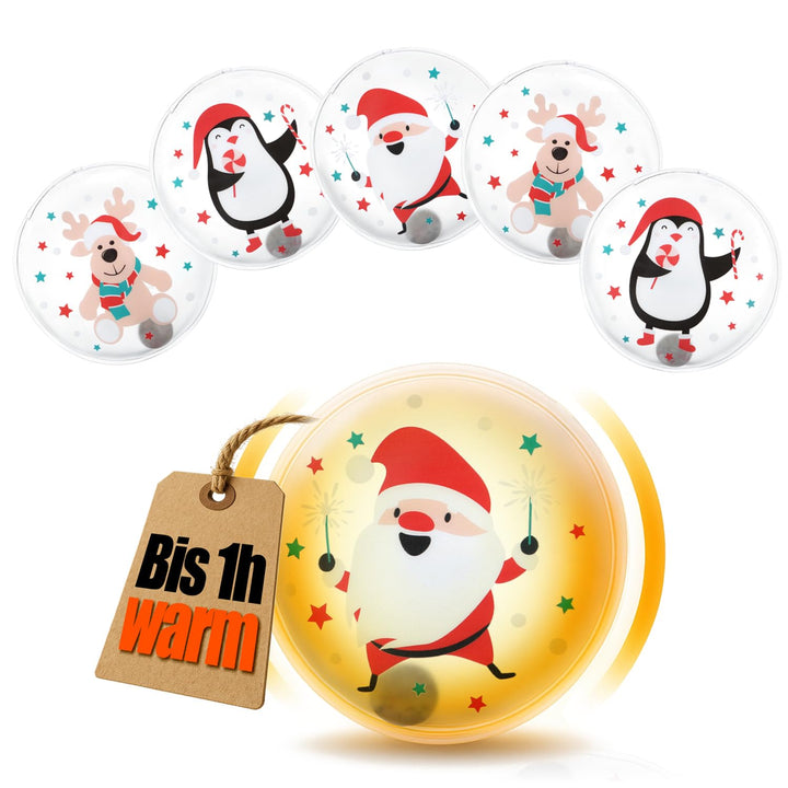 com-four® 6X Taschenwärmer wiederverwendbar - weihnachtliche Handwärmer - Wärmepad für kalte Tage un