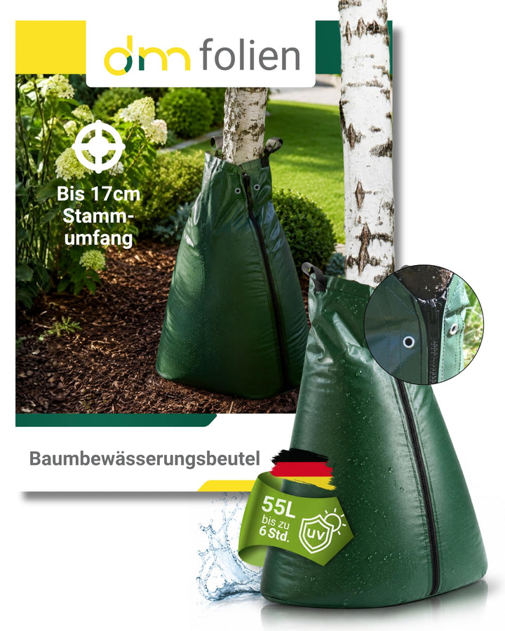 dm-folien Baumbewässerungsbeutel I 55 Liter I 2 Stück I Bewässerungssack aus robustem PVC I Baumsack