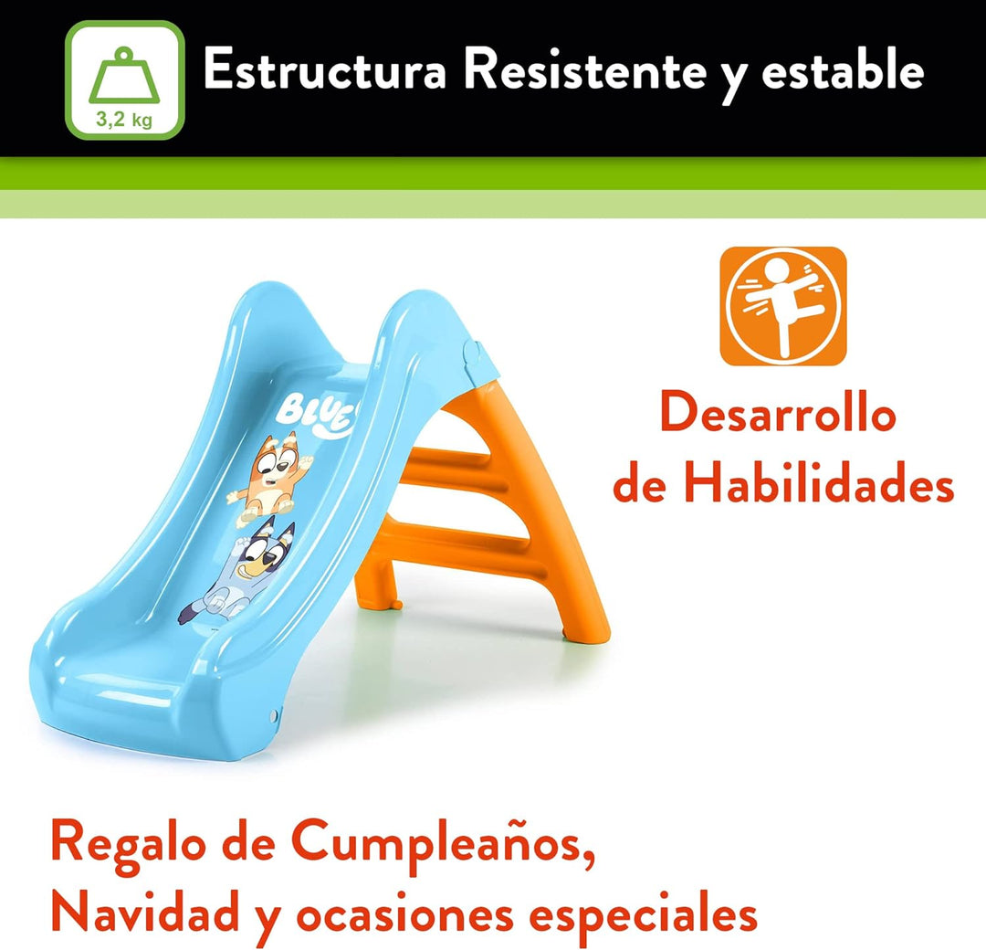 FEBER - First Slide Bluey Kinderrutsche, kleine Grösse, mit Schlauchöffnung zur Umwandlung zur Wasse