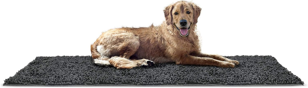 Furhaven XXL Runner Pet Door Mat Muddy Paws Absorbent Chenille Shammy Rug, Washable - Charcoal (Gray
