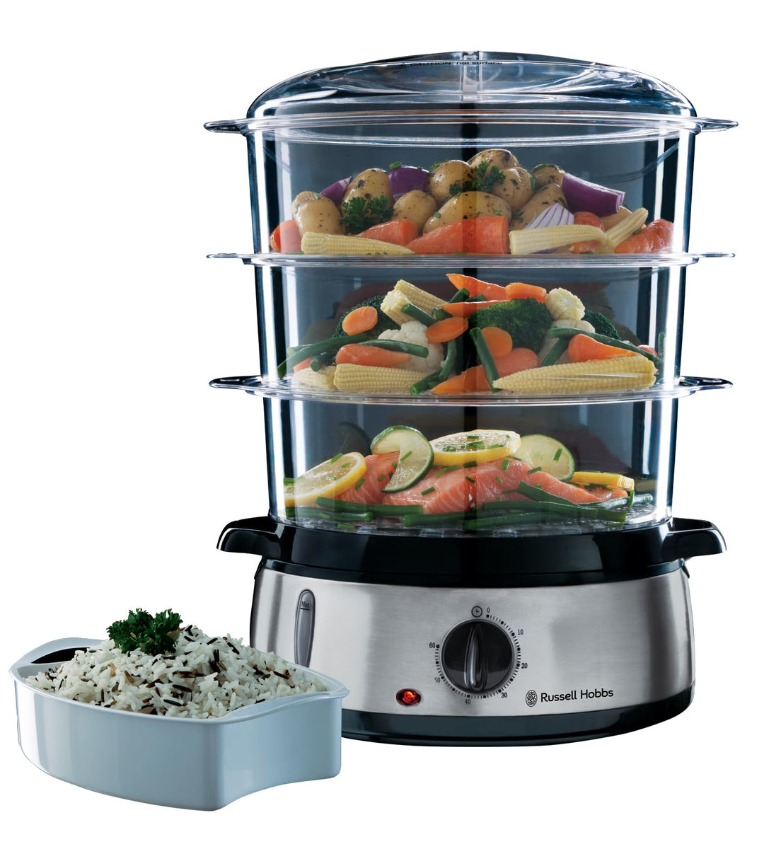 Russell Hobbs Dampfgarer [normale Grösse] 9,0l (60 Minuten Timer + Abschaltautomatik, 3 spülmaschine