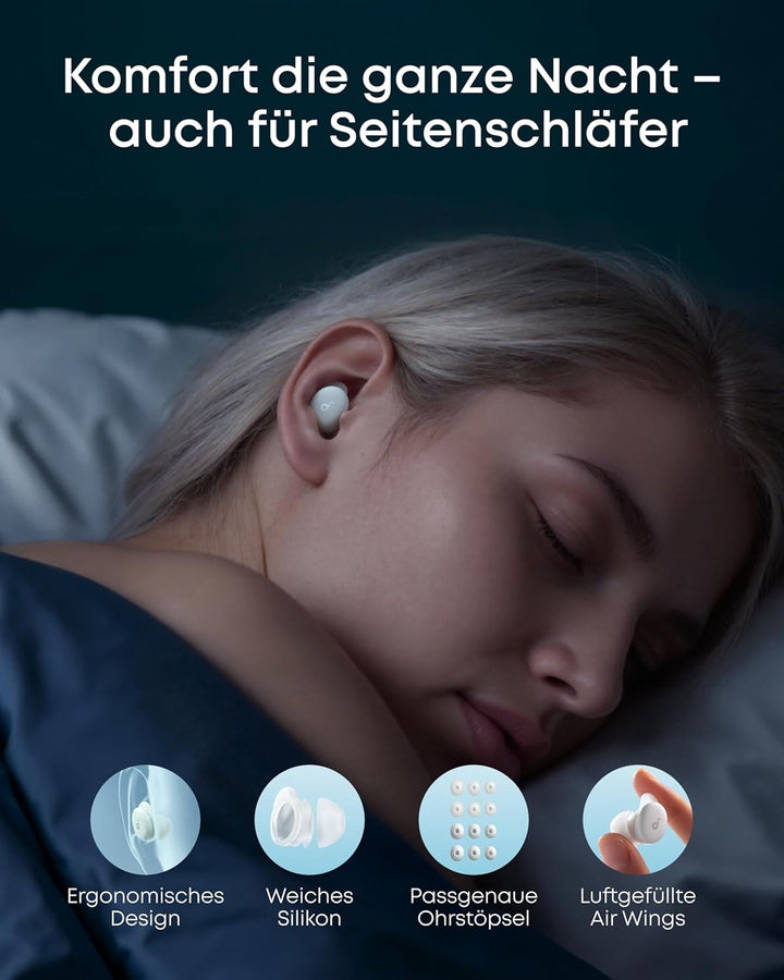 soundcore Sleep A30 von Anker, Schlafkopfhörer, Geräuschmaskierung, Bluetooth-Kopfhörer, adaptives S